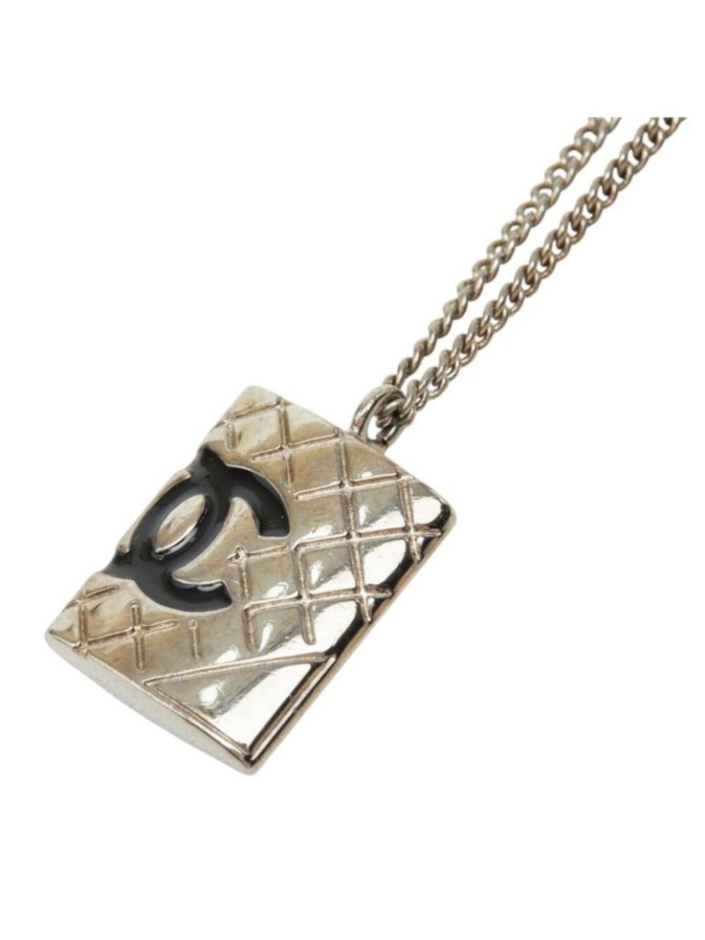Chanel Cambon CC Logo Chain Pendant 05C Silver Metal